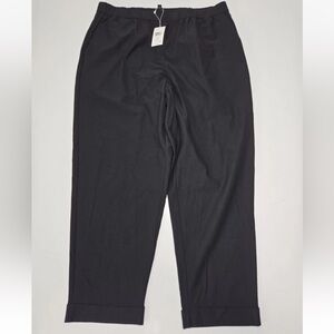 Eileen Fisher Slouchy Ankle Black Lightweight Washable Stretch Crepe Pant L NEW